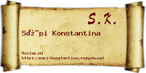 Sápi Konstantina névjegykártya
